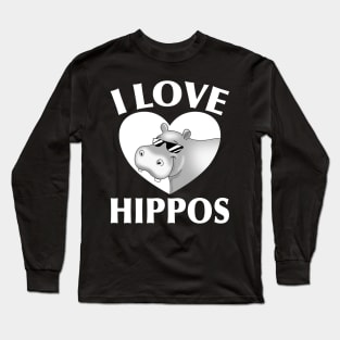 I Love Hippos Long Sleeve T-Shirt